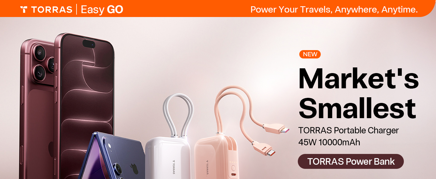 portable charger power bank fast charging built-in cable travel essential trip for iPhone samsung