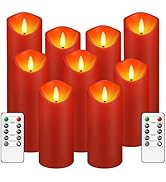 kakoya Flickering Flameless Candles, Battery Operated Acrylic LED Pillar Candles with Remote Cont...