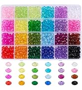 PH PandaHall 720pcs 8mm Crystal Beads for Jewelry Making, 24 Colors Acrylic Faceted Rondelle Bead...