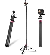 80in Pocket 3 Selfie Stick Tripod for GoPro Action Camera, Extendable Stand Vlog Mount for DJI Os...