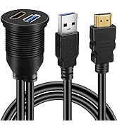 BATIGE USB 3.0 &amp; HDMI to HDMI + USB3.0 AUX Extension Dash Panel Waterproof Car Flush Mount Cable ...