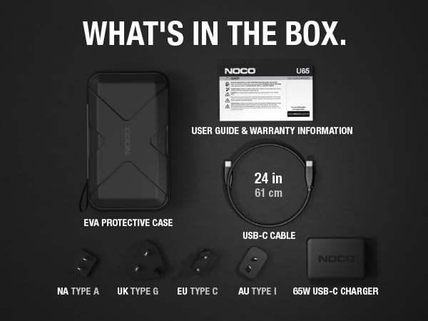 NOCO U65 65W Boost X USB-C Fast Charger for GBX45, GBX55, GBX75, &amp; GBX155 Jump Starters, and More