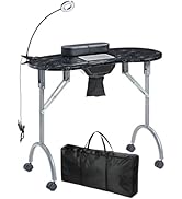 LOVELOGY Portable Manicure Table,Nail Desk 4 Lockable with Wheels,Manicure Desk for Nail Tech wit...