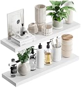 upsimples 23.6" Long Floating Shelves for Wall, Room Decor Set of 2, White | Wall Mounted Shelves...