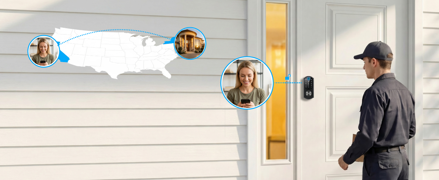 WiFi Smart Lock No Hub Required Alexa Compatible Remote Access