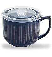 Hoilse Ceramic Soup Bowl with Handle 32oz – Microwave Ramen Bowl with Lid, Soup Mugs &amp; Cups for C...