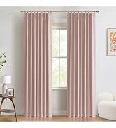 100% Blackout Shield Linen Look Textured Pinch Pleated Curtains Blackout Drapes 96 Inch Long 2 Pa...