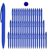 HZDIYAKE 50 Pack Blue Ink Pens - Bulk Pens, 1.0MM Medium Point Ballpoint Pens, Smooth Writing No ...