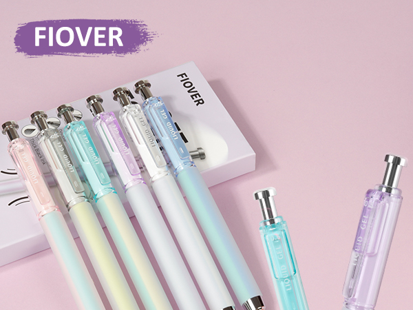 FIOVER Gel Pens, 6 Pcs 0.5mm Quick Dry Black Ink Pens