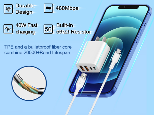 2 Fast Charger,4 Fast Charging Cable
