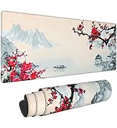 Sakura Watercolour Cherry Blossom Gaming Mouse Pad 31.5×11.8inch with Stitched Edges Extended Wat...