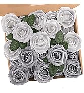 N&T NIETING Artificial Flowers, 25pcs Fake Flowers with Stems for Cake Decoration DIY Wedding Par...
