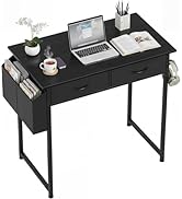 OLIXIS Small Desk with Fabric Drawers for Home Office, 32 Inch Gaming Computer Desk with Side Bag...