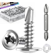 mxuteuk 480PCS #8×5/8" Self Tapping Screws,Self Drilling Screws for Metal,410 Stainless Steel Phi...