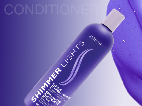 Clairol Professional Shimmer Lights Purple Conditioner Neutralizes Brass For Blonde, Silver Hair 