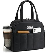 Aosbos Puffer Lunch Bag for Women,Quilted Insulated Lunch Box for Work Office,Aesthetic Lightweig...
