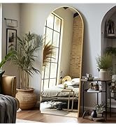 Prywot Arched Floor Mirror, 58 "x 18" Full Length Mirror Wall Mirror Hanging or Leaning Arched-To...