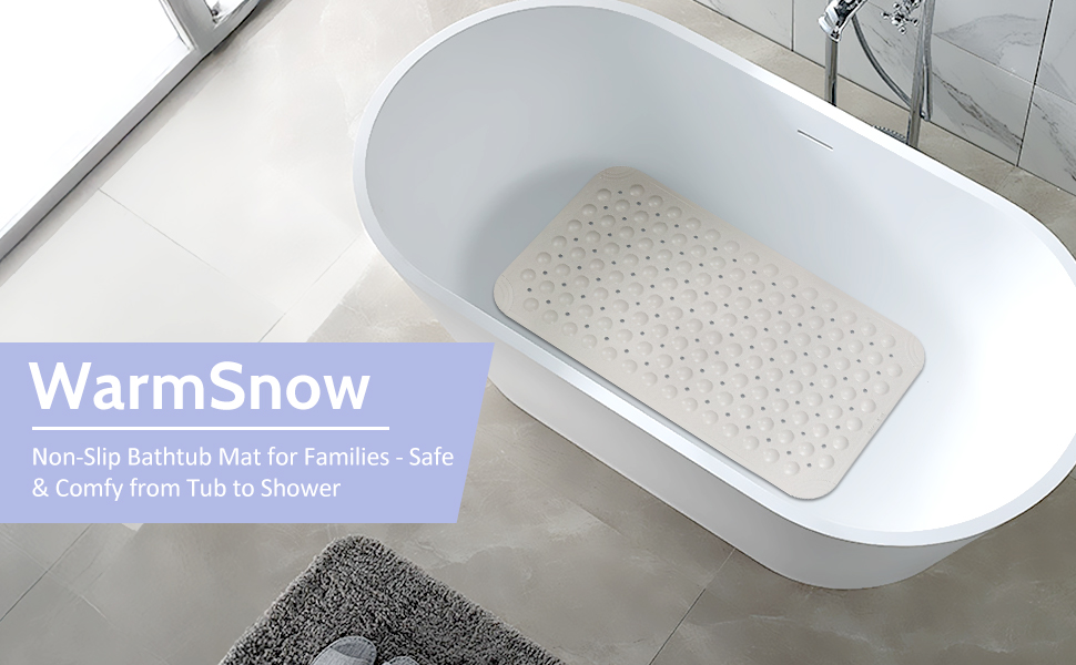 WarmSnow, Non-Slip Bathtub Mat for Families - Safe &amp;amp;amp;amp; Comfy from Tub to Shower