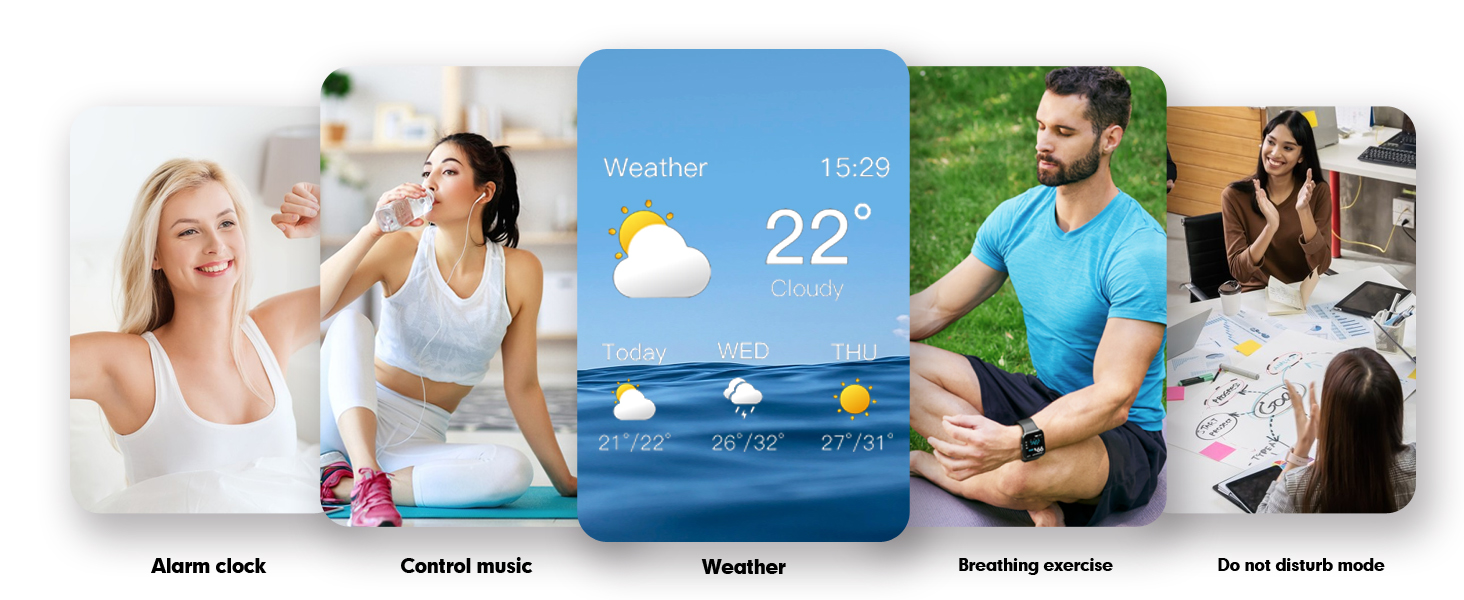 weather breathing trainning alarm stopwatch multifunction smartwatch fitness tracker