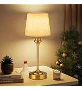 NIORSUN Portables Cordless Table Lamp,Flaxen Fabric Shade Battery Operated Lamp,5200mAh Bedside T...