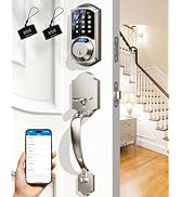 Veise Fingerprint Smart Locks for Front Door with Handle Set, App Control, Keyless Entry Keypad D...