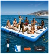 VEBESYET Inflatable Floating Dock with Soft Ladder, 6 inch Thick Non-Slip Inflatable Dock Floatin...