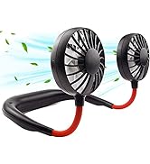 Portable Neck Fan, Hand Free Personal Hanging Neck Sports Fan USB Rechargeable (3 Speed Adjustabl...