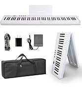 AiJoy ASP-10F 88 Key Piano Keyboard with Semi-Weighted Keys Portable Folding Piano, 128 Tones, Sp...
