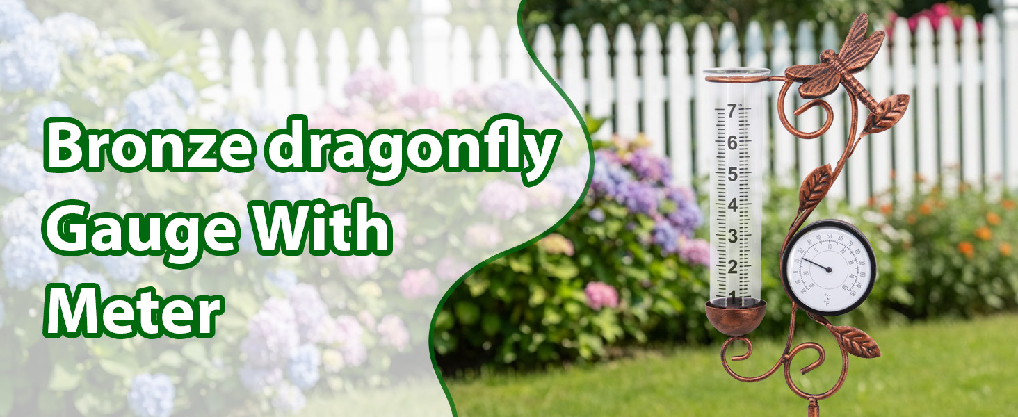 Bronze Dragonfly Rain Gauge