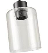 KLSS Black Pendant Light Fixture for Kitchen Island (seeded Glass Shade)