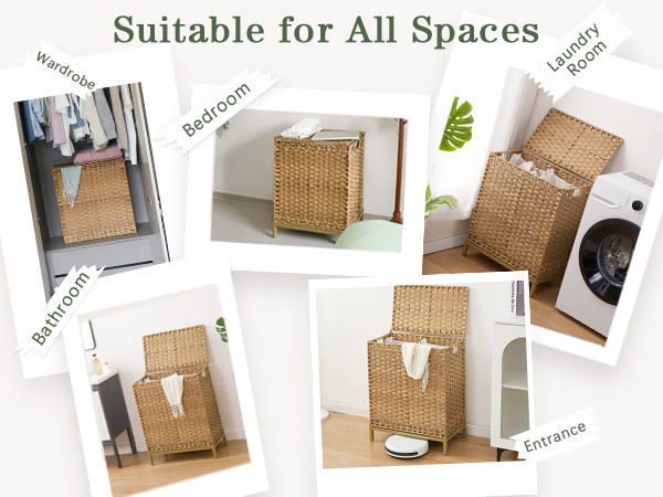 Laundry Hamper with Lid 112 L Handwoven Rattan Wicker Laundry Basket