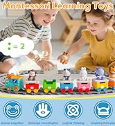 Toddler Toys for 1 2 3 Year Old, Electric Zoo Animal Train Set with Music, Lights &amp; Steam, Montes...