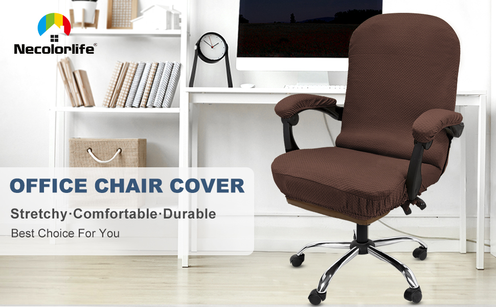 Office Chair Cover with Armrest Covers Coffee brown