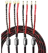Tertullus 1 Pair HiFi OFC Braid Speaker Cable with Banana Plug to Spade Plugs,Total 4 Banana Plug...