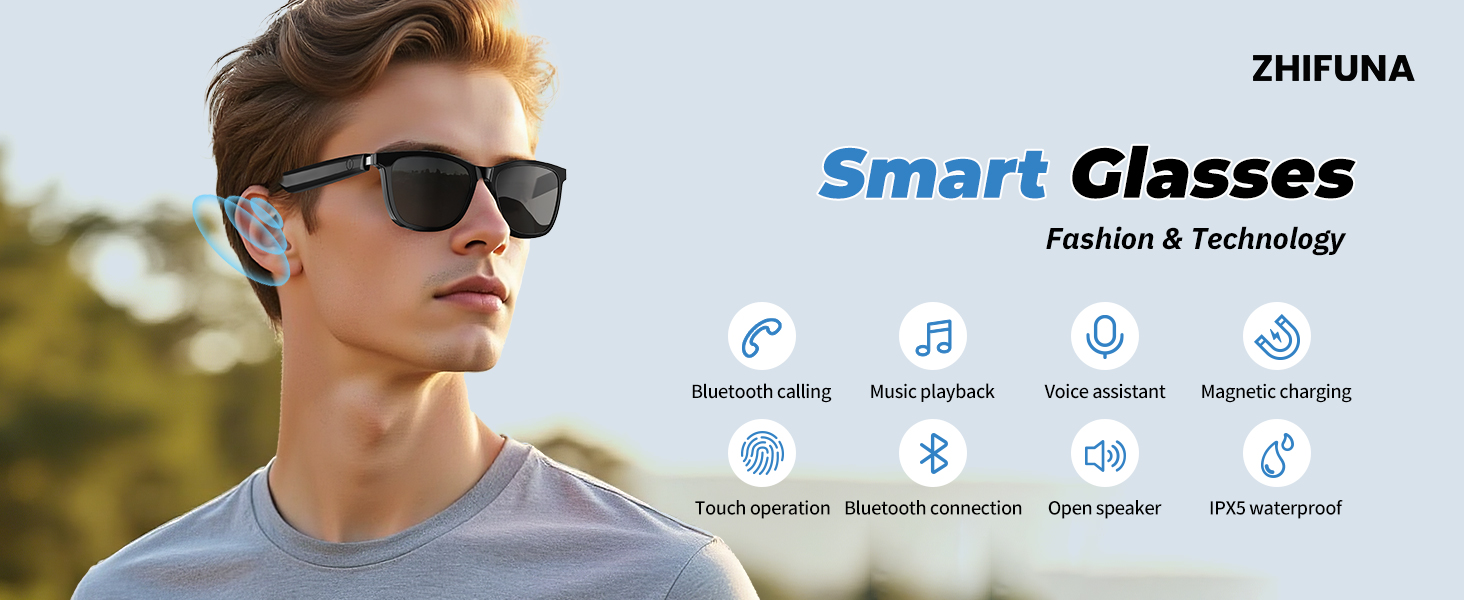 Smart glasses that connect Bluetooth for calls or music playback
