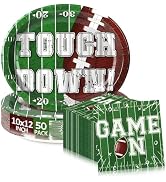 CENLBJ 100Pcs Football Party Paper Plates and Napkins|12 * 10 Oval Plate and 6.5'' Napkin|Footbal...