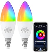 ORALUCE Smart Light Bulb Work with Alexa &amp; Google Home, C37 E12 LED Light Bulb 60W Equivalent, 2....