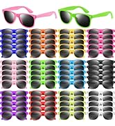 NEBURORA 96 Pack Neon Sunglasses Bulk Classic Retro Multicolor Party Sunglasses for Goody Bag Fil...