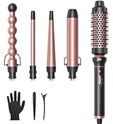 Wavytalk 5 in 1 Curling Wand Set, Multi Curl, Curling Wand Set with Thermal Brush and 4 Interchan...
