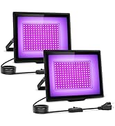 uwiner 2 Pack 120W LED Black Lights, IP66 Waterproof Blacklight Flood Lights with Plug &amp; Switch, ...