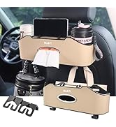Mu&amp;Ti Back Seat Car Organizer, Multifunctional Car Seat Back Storage Box with 2 Cup Holders, Tiss...