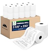 Markswell 3 1/8" x 230' Thermal Paper (20 Rolls), BPA Free Receipt Paper, Fits Most Credit Card M...