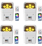 DazzlingStage 9600mAh Wireless Uplights, 6x18W RGBWA UV Stage Lights, APP/DMX512 Controlled Par L...