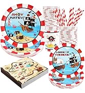 Pirate Birthday Party Supplies Decorations, Pirate Treasure Theme Paper Plates and Napkins Set wi...