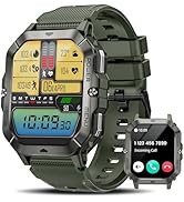 Military Smart Watches for Men (Answer/Make Calls), Waterproof Rugged Fitness Tracker with Blood ...