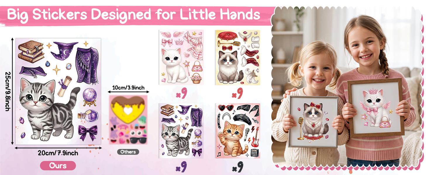 Dress Up Kitten Sticker for Girls