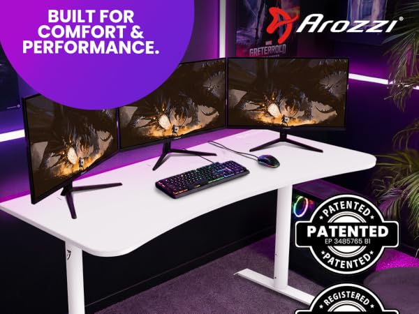 Gamer desk with spacious surface &amp;amp; cable management