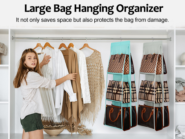 Purse Holder for Closet, Hanging Handbag Purse Organizer, Hand Bag Organizer Closet,