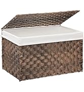 MOORLITER Wicker Storage Basket with Lid, 42.3 Gallon (160L) Large Blanket Basket with Lid, Woven...