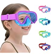 Vvinca Kids Swim Goggles with Nose Cover, Snorkel Diving Mask Fabric Strap Anti Fog Anti Shattere...